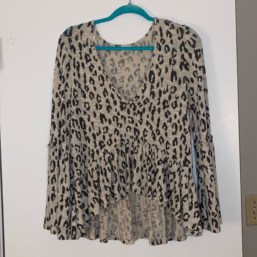 Altered State cheetah deep v blouse